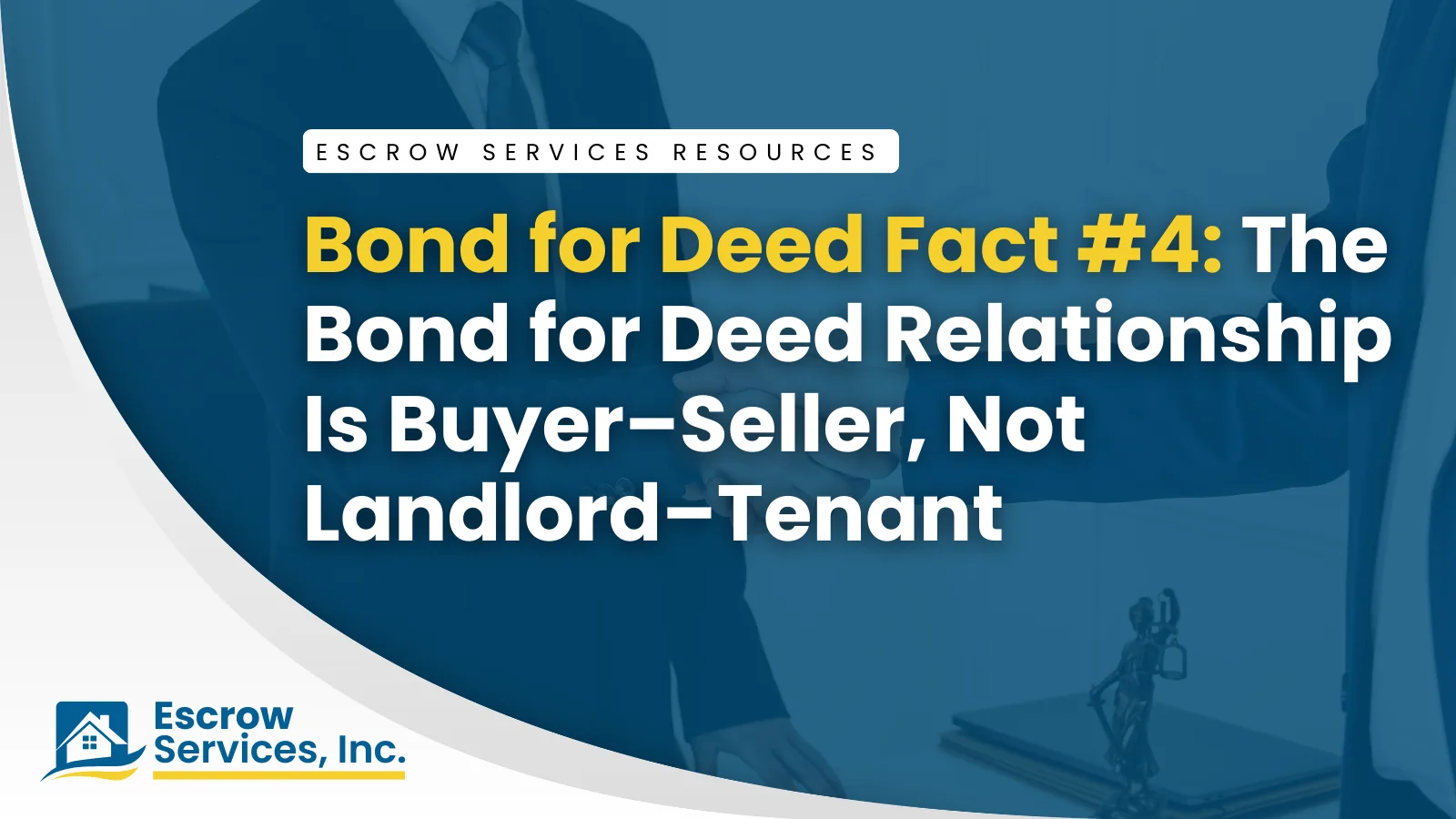 Escrow Services Resources title card: Bond for Deed Fact #4: The Bond for Deed Relationship Is Buyer–Seller, Not Landlord–Tenant